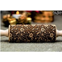 Springerle Nudelholz Geprägter Cookie Teigrolle Mit Blumen Fell Keks Geschenk Für Sie Kekse Strukturierter Roller Clay Stamp von OmaMarta