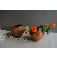 Sehr Altes Antikes Tongefäß - Set Von 2 Rustikale Schale Primitives Dekor Landhaus Deko Haushaltswaren von OmaOmaOpaOpa