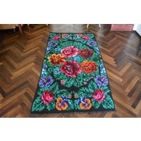 Vintage Handgewebte Wollteppich Teppich - Floraler Kelim Bessarabian Moldawien Rumänien Rustikales Dekor Vintage Handgewebte Wollteppich Teppich - Floraler Kelim Bessarabian Moldawien Rumänien Rustikales Dekor von OmaOmaOpaOpa