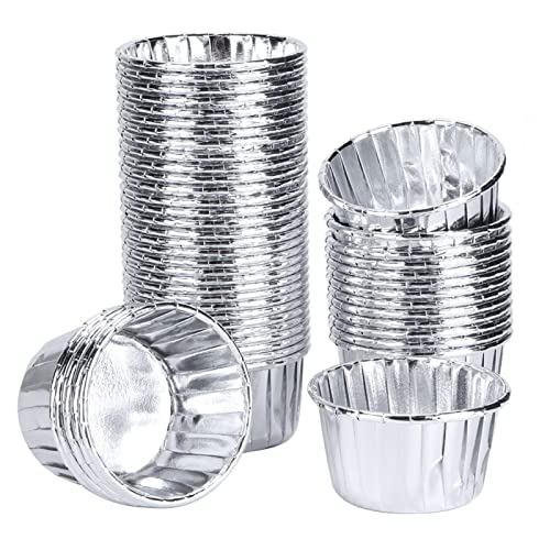 50 Stücke Muffin Förmchen Folie 60mm x 40mm Silber Muffin Backförmchen Cupcake Muffin Förmchen Cupcake Formen Papier Muffinform Papier für Muffins und Cupcakes Dessert Hochzeit Geburtstag Party von Omabeta