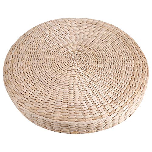 Omabeta 40cm runder Hocker Tatami Kissen Bodenkissen Flacher Sitz Stroh Meditation Weiche Yogamatte Umweltfreundliche Bodenkissen Sitzen Gestrickter Garten Esszimmer Wohnkultur Outdoor von Omabeta