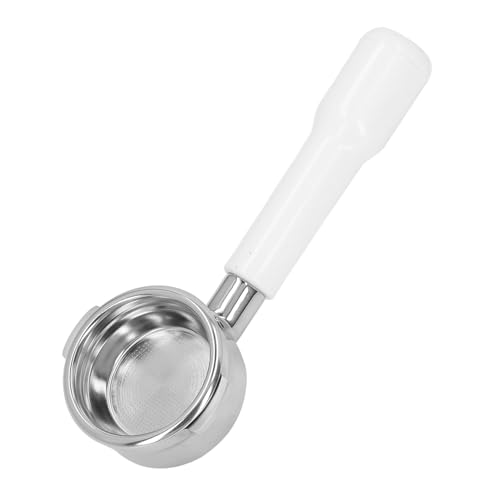 Omabeta 58 Mm Bodenloser Siebträger, Abnehmbarer Kaffee-Siebträgergriff aus Edelstahl für die 9er-Serie mit 58 Mm Doppelohr-Design (Weiß) von Omabeta