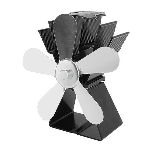 Omabeta Kaminventilator mit 5 Flügeln, Tragbarer, Wärmebetriebener Ofenventilator für Holzkerosinöfen aus Aluminiumlegierung (Silber) von Omabeta