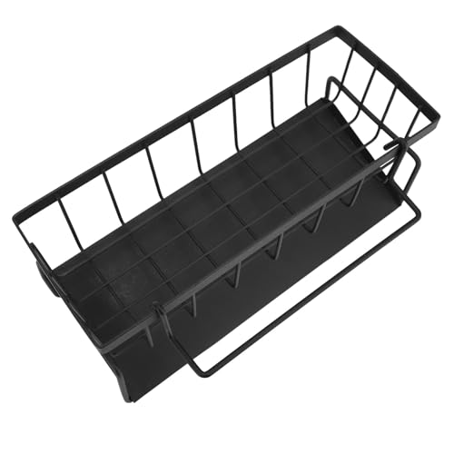 Omabeta Küchenspüle Schwammhalter Organizer Kohlenstoffstahl Multifunktionales Schüssel Schwamm Organizer mit Abnehmbarem Design für Badezimmer Duschküche Lagerung Aufbewahrung (Schwarz) von Omabeta
