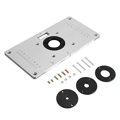 Omabeta Router Table Insert Plate Set Aluminium Board Trimmmaschine Flip Board mit 4 Ringen und Schrauben für Holzbänke 235 * 120 * 8mm von Omabeta