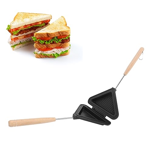 Omabeta Sandwichhersteller, Doppelseitiger Nicht -Stick -Aluminium -Legierungs - -Grill -Presse -Flip -Pfanne mit Abnehmbarem Griff Zum Frühstück von Omabeta