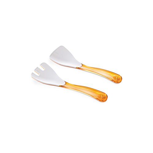 Omada Design Zweifarbige Salatgabel in Acryl (BPA FREE) die Farbe auf den Tisch Bringen, Länge: 21,5 cm, Made in Italy. Diese Salatgabel sind Spülmaschinenfest, Linea Diamond, Gelb Farbe von omada