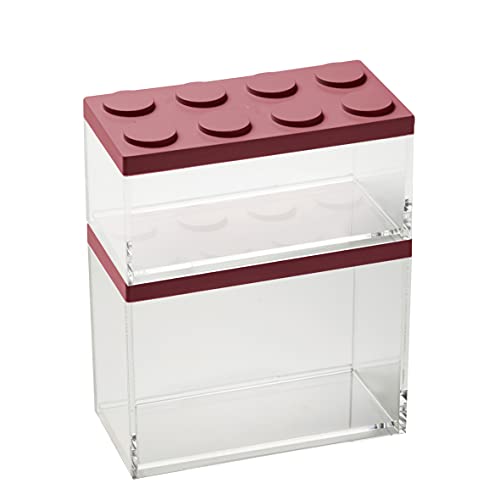 omada Design 2er-Set Backstein-Lebensmittelbehälter mit stapelbarem Deckel und hochwertigem transparentem Behälter - Brickstore line von omada