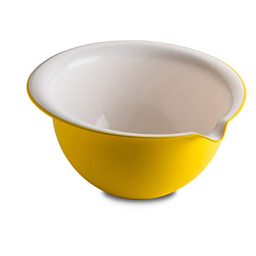 Omada Design Rührschüssel 3 L, Schüssel 30x25x18 cm aus Polypropylen und integrierten antimikrobiellen Mitteln eliminiert Bakterien und Pilze. Made in Italy, Linea Sanaliving, Weiß Gelb von omada
