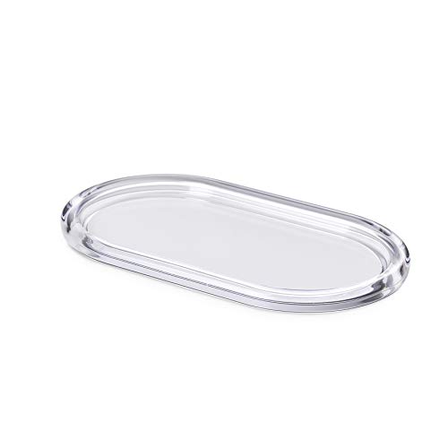 Omada Design ovales Tablett aus Unzerbrechlichen Acryl, Farbig Innerhalb. Abmessungen: 27 x 12 cm, ideal für den Tee, Kekse oder Kuchen. Made in Italy, Linea Crystal, Weiße Farbe von omada