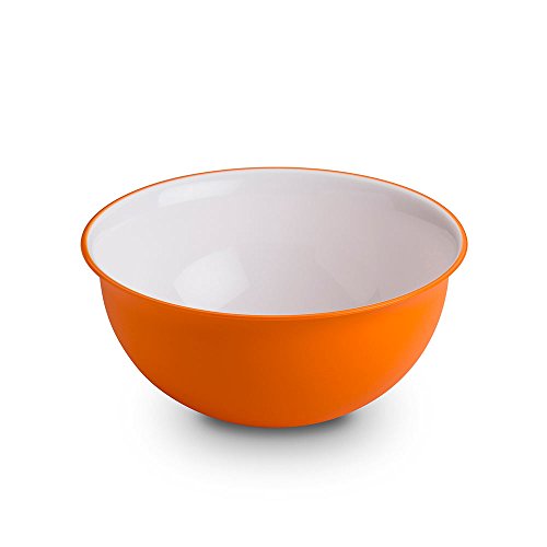 Omada Design Schüssel für Pasta und Salat (1,5 Liter), Schüssel aus Polypropylen und integrierten antimikrobiellen Mitteln eliminiert Bakterien und Pilze. Made in Italy, Linea Sanaliving, Weiß Orange von omada