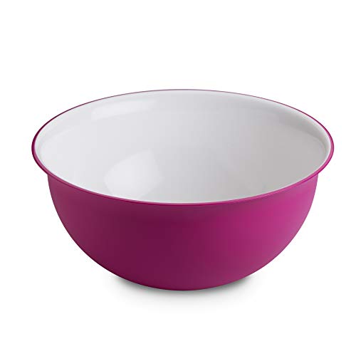 Omada Design Schüssel für Pasta und Salat (3,5 Liter), Schüssel aus Polypropylen und integrierten antimikrobiellen Mitteln eliminiert Bakterien und Pilze. Made in Italy, Linea Sanaliving, Weiß Fuchsie von omada