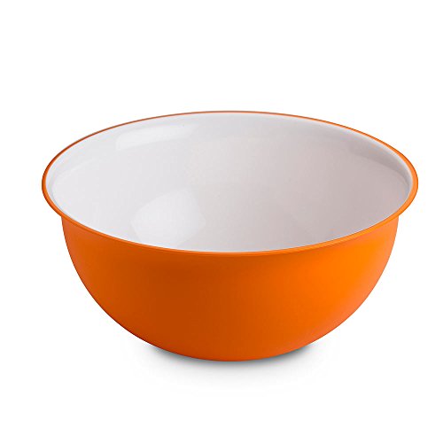 Omada Design Schüssel für Pasta und Salat (3,5 Liter), Schüssel aus Polypropylen und integrierten antimikrobiellen Mitteln eliminiert Bakterien und Pilze. Made in Italy, Linea Sanaliving, Weiß Orange von omada