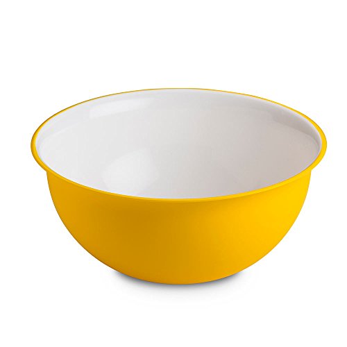 omada Design Schüssel für Pasta und Salat (3,5 Liter), Schüssel aus Polypropylen und integrierten antimikrobiellen Mitteln eliminiert Bakterien und Pilze. Made in Italy, Linea Sanaliving, Weiß Gelb von omada