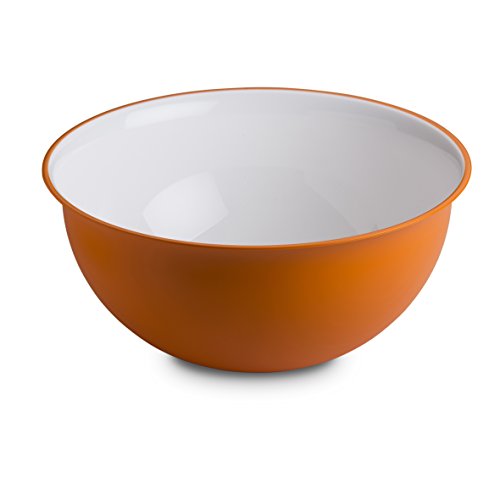 Omada Design Schüssel für Pasta und Salat (6,5 Liter), Schüssel aus Polypropylen und integrierten antimikrobiellen Mitteln eliminiert Bakterien und Pilze. Made in Italy, Linea Sanaliving, Weiß Orange von omada