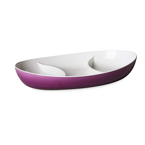 Omada Design Servierteller aus Resistenten, Unzerbrechlich und Zweibunten Kunststoff. Made in Italy, Linea Trendy, Länge: 28 cm, Spülmaschinenfest, Ideal für Aperitifis, Pflaume Farbe von omada