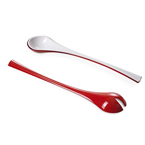 Weißes und Rot farbiges Salatbesteck, modernes Geschirr, abgestimmt auf Omadadesign M1510 Trendy Salatschüssel mit schattiertem Effekt, um Ihre Küche praktisch und unterhaltsam zu machen, Trendy Serie von Omadadesign. von omada