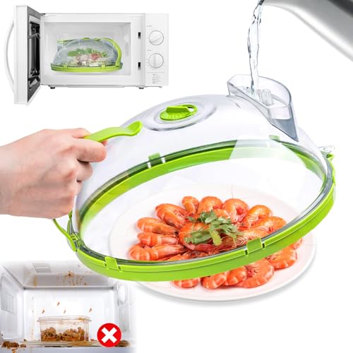Omagie Mikrowellen Abdeckung Mit Griff Wasserdampfer 26cm Microwellenabdeckungen Abdeckhaube Mikrowelle Mikrowelle Abdeckhaube,Bpa-Free Abdeckhaube Mikrowelle Mit Umleitungsrinne Geschenke FüR Mama von Omagie