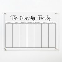 Acrylkalender, Trocken Abwischbar, Wöchentlicher Personalisierter Whiteboard-Kalender, Löschbarer Wandplaner, Familienkalender von OmakAcrylicDesign