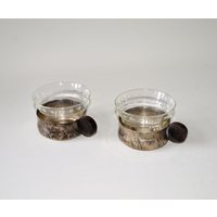 2 Vintageteegläser, Glas in Silberhalter 2 Vintageteegläser, Glas in Silberhalter von OmasVintageDE