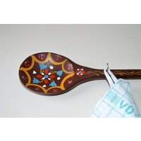 Handbemalter Holzlöffel Als Hakenleiste von OmasVintageDE