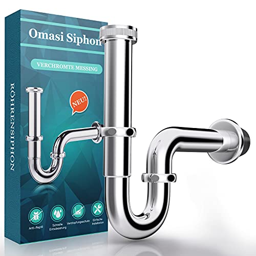 2024 Neues Upgrade Siphon/Universal Röhrensiphon/Siphon für Waschbecken Verchromte Messing Abflussgarnitur Röhrengeruchverschluss Plus 1 1/4'' x 32mm von Omasi
