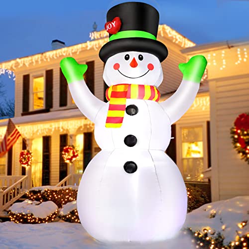 210CM Schneemann Aufblasbar mit LED Licht Gebläse, 7Fuß Led Schneemann Winterdeko Beleuchtungmit Box mit 4 Heringe 2 Seile, IP44 Wetterfest Weihnachtsdeko Außen Innen Garten Rasen Hof Yard von Omdekor