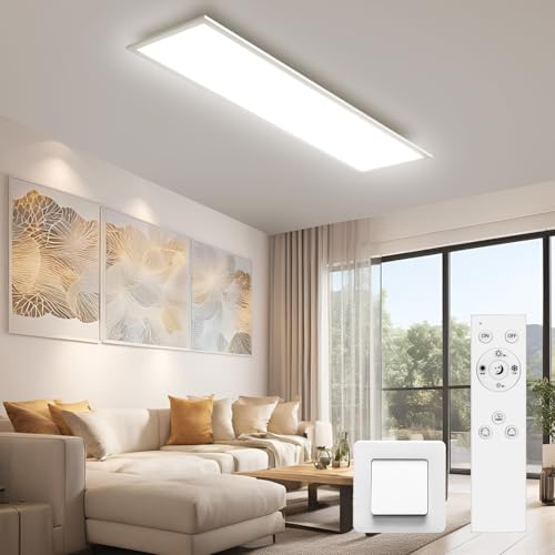 Omdekor LED Panel Dimmbar 100 * 25cm, LED Deckenleuchte Flach mit Fernbedienung, 30W Deckenlampe mit Speicherfunktion, 2700K-6500K Deckenpanel für Büro Schlafzimmer Wohnzimmer Küche Omdekor LED Panel Dimmbar 100 * 25cm, LED Deckenleuchte Flach mit Fernbedienung, 30W Deckenlampe mit Speicherfunktion, 2700K-6500K Deckenpanel für Büro Schlafzimmer Wohnzimmer Küche von Omdekor