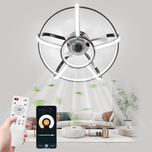 Ventilator LED Deckenleuchte, 50CM Deckenventilator mit Beleuchtung, Lampe Ventilator 3 Farbtemperatur / 6 Geschwindigkeiten, Smart APP-Deckenventilator mit Fernbedienung für Wohnzimmer, Schlafzimmer von Omdekor
