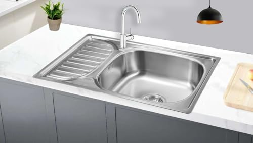 Omeere,66x42X18, Küchenspüle, Edelstahl 304 Materialdicke 0,8 mm,Spülbecken,Spüle, Einbauspüle,eckig 1 Becken, Kleine Küche (Ablagefläche links) von Omeere