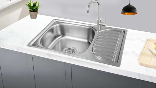 Omeere,66x42X18, Küchenspüle, Edelstahl 304 Materialdicke 0,8 mm,Spülbecken,Spüle, Einbauspüle,eckig 1 Becken, Kleine Küche (Ablagefläche rechts) von Omeere