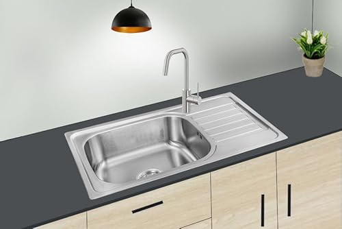 Omeere,75x45x18, Küchenspüle, Edelstahl 304 Materialdicke 0,8 mm,Spülbecken,Spüle, Einbauspüle,eckig 1 Becken, Kleine Küche (Ablagefläche rechts) von Omeere
