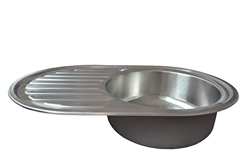 Omeere 76,5x50x17cm Spülbecken Edelstahl 304 0,8mm, Einbauspüle Edelstahl rund, Küchenspüle rund 1 Becken, Spüle Ablage Camping klein von Omeere