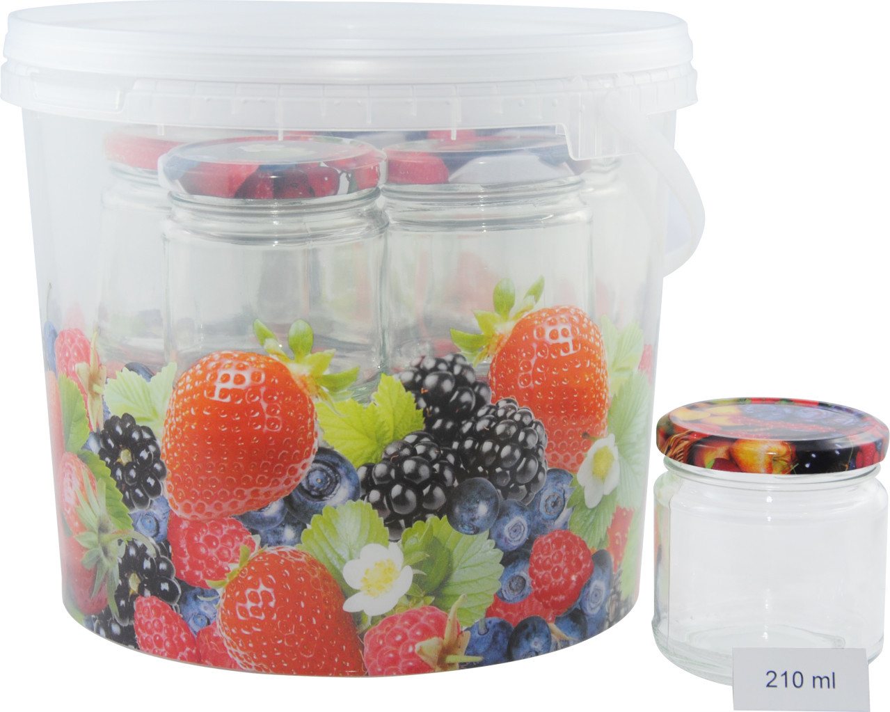 Omega Einmachglas Omega Pflückeimer mit 10 Einmachgläsern 210 ml mit, Plastik Omega Einmachglas Omega Pflückeimer mit 10 Einmachgläsern 210 ml mit, Plastik von Omega