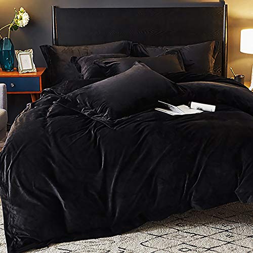 Omela 4 Teilig Warm Fleece Winter Bettwäsche 135x200 Schwarz Cashmere Touch Plüsch Bettbezug mit Kopfkissenbezug 80x80 cm Flauschig Coral Fleece Microfaser Winterbettwäsche Set Reißverschluss Omela 4 Teilig Warm Fleece Winter Bettwäsche 135x200 Schwarz Cashmere Touch Plüsch Bettbezug mit Kopfkissenbezug 80x80 cm Flauschig Coral Fleece Microfaser Winterbettwäsche Set Reißverschluss von Omela