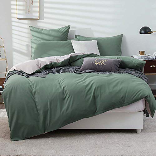Omela Bettwäsche 140x200 Grün Taupe Kuschelig Weich Microfaser Unifarben Wende Bettwäsche Set Österreichische Größe - 140 x 200 cm Bettbezug + 70 x 90 cm Kissenbezug Omela Bettwäsche 140x200 Grün Taupe Kuschelig Weich Microfaser Unifarben Wende Bettwäsche Set Österreichische Größe - 140 x 200 cm Bettbezug + 70 x 90 cm Kissenbezug von Omela