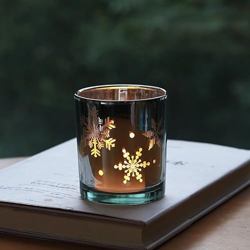 12er Set Weihnachtsdeko Teelichthalter Glas Windlicht Set TeelichtgläSer Kerzen Deko GläSer Tischdeko Wohnzimmer von Omenlucker