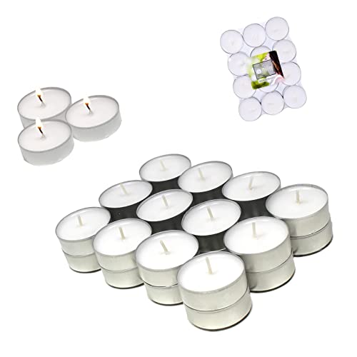 Omenlucker 24er Set Teelichter Anti Tabak Duftkerzen in Weiß - Anti Nikotin - 4 Std Brenndauer - 3,6 x 1,4 cm von Omenlucker