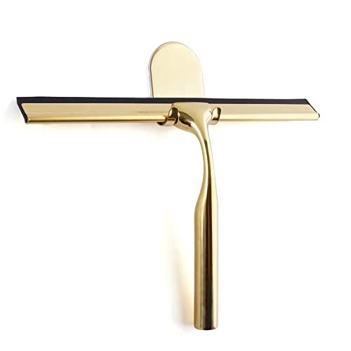 Duschabzieher Edelstahl Golden Badezimmerwischer Breiter Glasabzieher Dusche [9,8''] Silikon Dusche Mit Halterung Bohren von Omenlucker