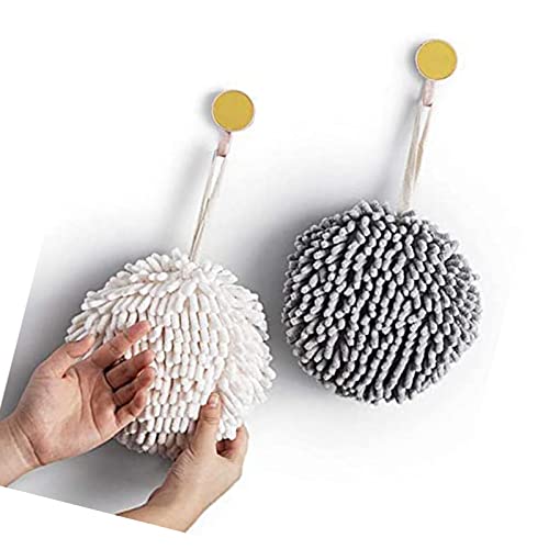 Handtuch Set Plüschball Handtücher Hängen Küche Flauschige Chenille Mikrofaser Dekorative Kugelhandtuch Sehr Saugfähige Kugel Handtuch 2 Stücke für Badezimmer Küche Waschtisch von Omenlucker