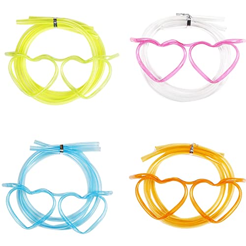 Strohhalm Brille 8 StüCk Bunte StrohgläSer HerzföRmige SpaßGläSer Strohhalme Wiederverwendbar Mit 4 Farben von Omenlucker