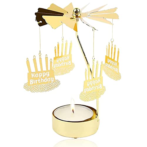 Vintage KerzenstäNder Gold Geburtstag Teelichthalter Kerzen StäNder Tischdeko Romantisch Rotierender Karussell Drehbarer von Omenlucker