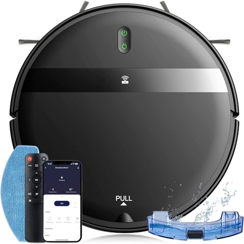 Omeser Robot Vacuum and Mop Combo,Powerful Suction, Wi-Fi/App/Remote,2 in 1 Mopping Robot Vacuum Cleaner, Water Tank and Dustbin,Self-Charging,Ideal for Pet Hair,Hard Floors and Low Pile Carpet,Black von Omeser