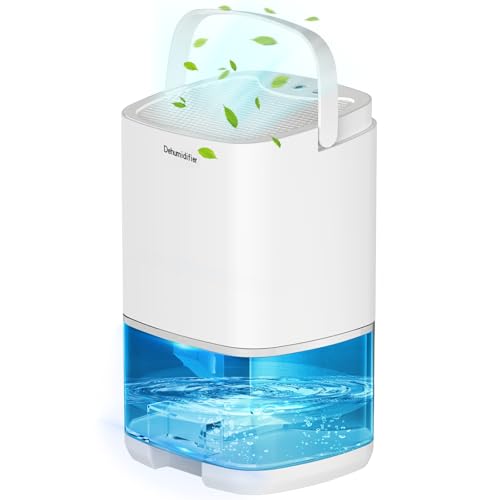 Luftentfeuchter Elektrisch, 1000ml Klein Luftentfeuchter für Zuhause Automatische Abschaltung 7 Farbe Nachtlicht Mini Luftentfeuchter für Kleine Räume wie Schlafzimmer, Badezimmer (White) von Omeyo