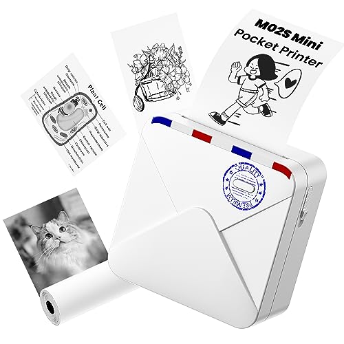 Omezizy Mini Drucker für Smartphone, M02S Mini Sticker Drucker, Bluetooth Thermodrucker, Mini Fotodrucker für Handy, Minidrucker, Pocket Printer für Studium, Fotos, Scrapbooking, Geschenke von Omezizy