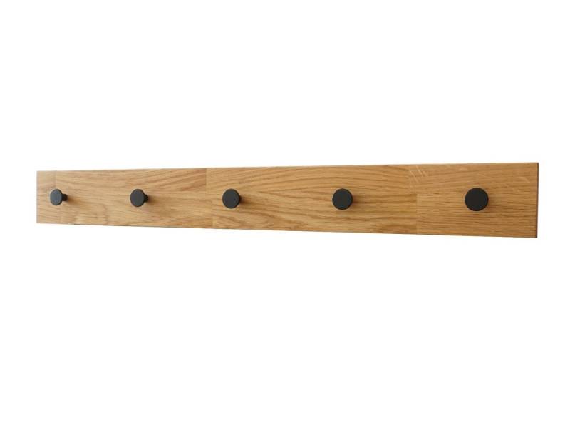 Omformo Garderobenleiste Tavla, platzsparende Hakenleiste Eiche Massivholz mit 5 Haken, Breite 75 cm von Omformo