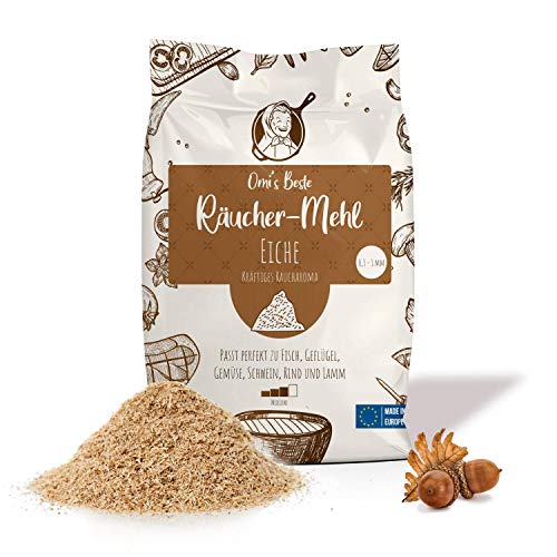 Omi's BESTE© Räuchermehl Eiche - 650g / Körnung Ø 0,3-1mm - Wood Smoking Dust für kräftiges Raucharoma | 100% natürliche & traditionelle Räucherspäne für Fisch, Fleisch & Gemüse von Omi's BESTE