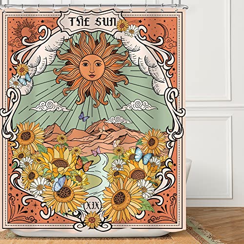 Omifly Tarot Boho Retro Sonne Sonnenblume Duschvorhang 152 x 183 cm Grün Vintage Bergblume Bohemian Mond Ästhetische Schmetterling Kunst mit 12 Kunststoffhaken Stoff Wasserdicht WC-Zubehör Dekor Omifly Tarot Boho Retro Sonne Sonnenblume Duschvorhang 152 x 183 cm Grün Vintage Bergblume Bohemian Mond Ästhetische Schmetterling Kunst mit 12 Kunststoffhaken Stoff Wasserdicht WC-Zubehör Dekor von Omifly