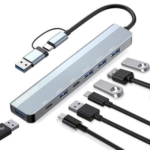 7-IN-2 USB-C Hub, USB3.0 Multiport Verteiler Adapter with USB 3.0, 2.0 Ports, Typ-C, USBType-C Mehrfachstecker Splitter für MacBook, Surface, Dell, Thinkpad, Laptop, Desktop, PS4/5, TV usw 7-IN-2 USB-C Hub, USB3.0 Multiport Verteiler Adapter with USB 3.0, 2.0 Ports, Typ-C, USBType-C Mehrfachstecker Splitter für MacBook, Surface, Dell, Thinkpad, Laptop, Desktop, PS4/5, TV usw von Omivine