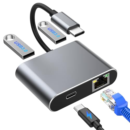 USB-C Hub 4-in-1 mit 1000Mbps Gigabit LAN, 100W PD Charging, 2×USB 3.0 Ports Ultra-Schnelle Datenübertragung | USB-C auf RJ45 Ethernet Netzwerkadapter für Laptop, MacBook, iPad Pro, iPhone 16/15 USB-C Hub 4-in-1 mit 1000Mbps Gigabit LAN, 100W PD Charging, 2×USB 3.0 Ports Ultra-Schnelle Datenübertragung | USB-C auf RJ45 Ethernet Netzwerkadapter für Laptop, MacBook, iPad Pro, iPhone 16/15 von Omivine